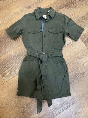 Universal Thread Olive Green Utility Romper with belt 0 military minimalist